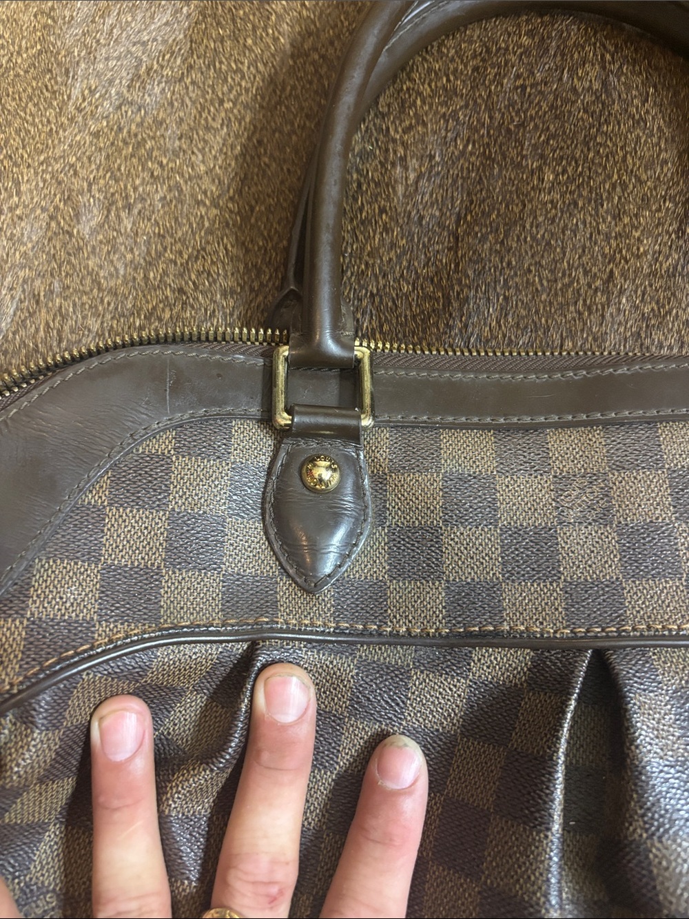 Large leather checkered gm sized bag - Picture 11 of 14